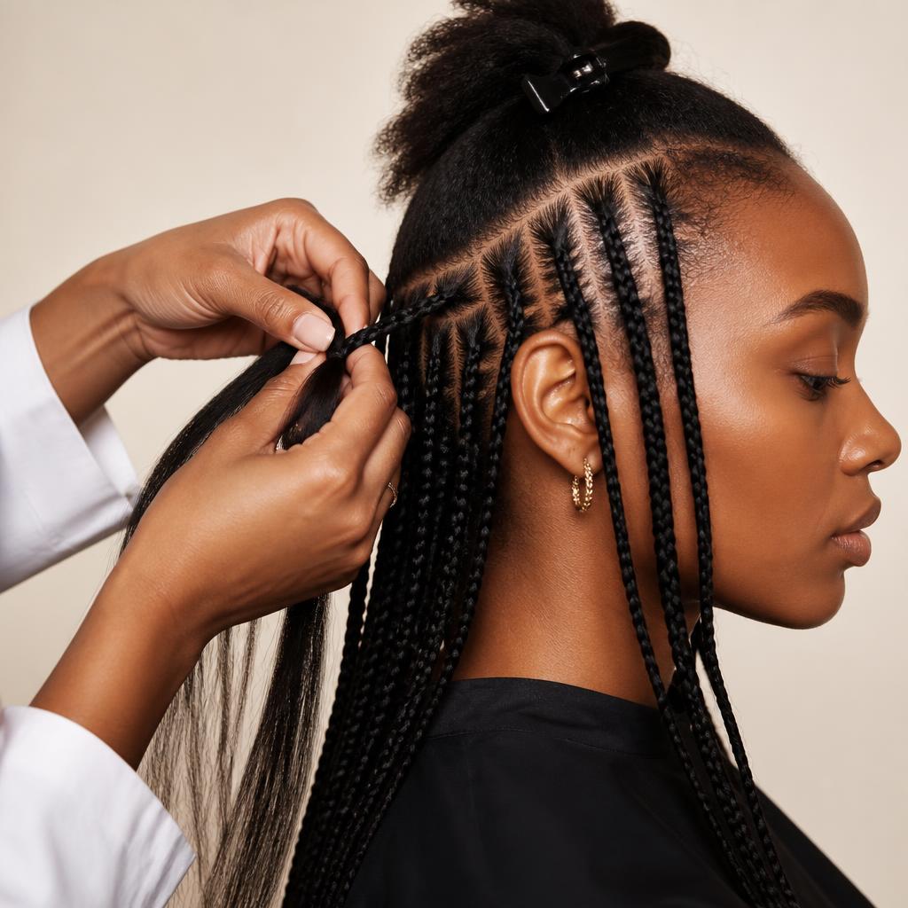 Installation — A professional braider at work.