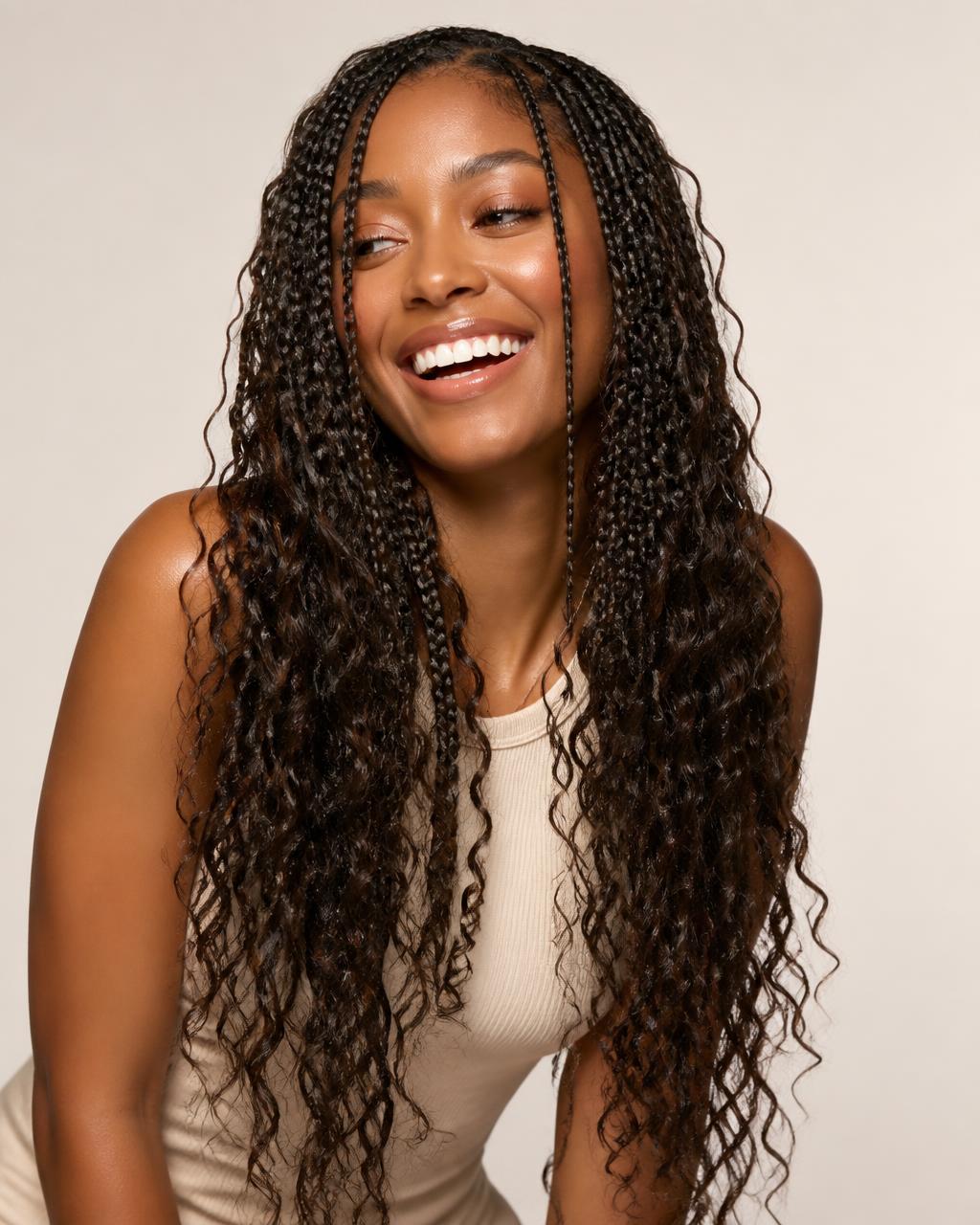 Boho braids styled with ZINO 24 inch human hair