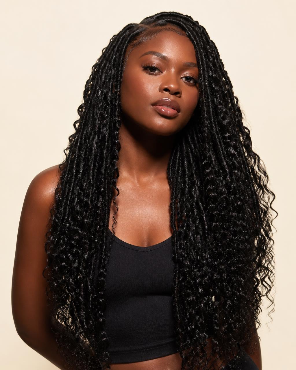 Goddess braids styled with ZINO 24 inch human hair